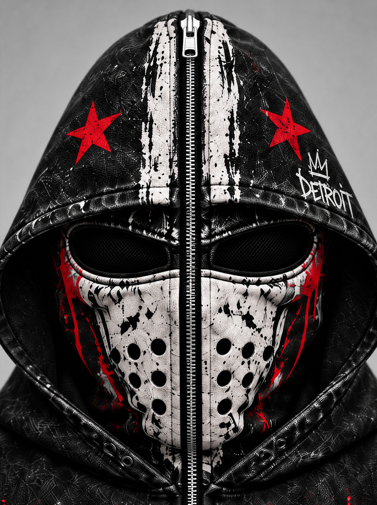 Mask hood zipped all the way up