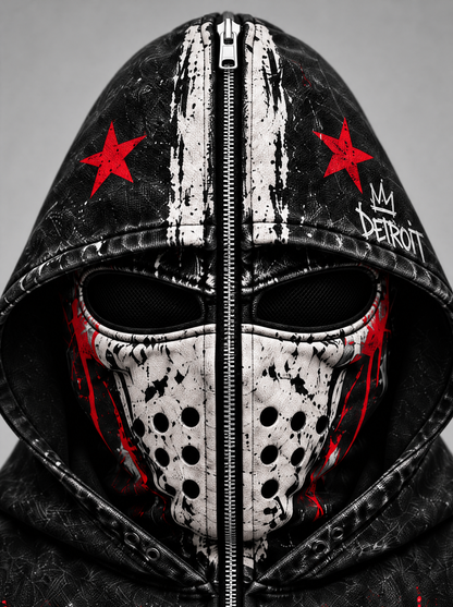 Mask hood zipped all the way up