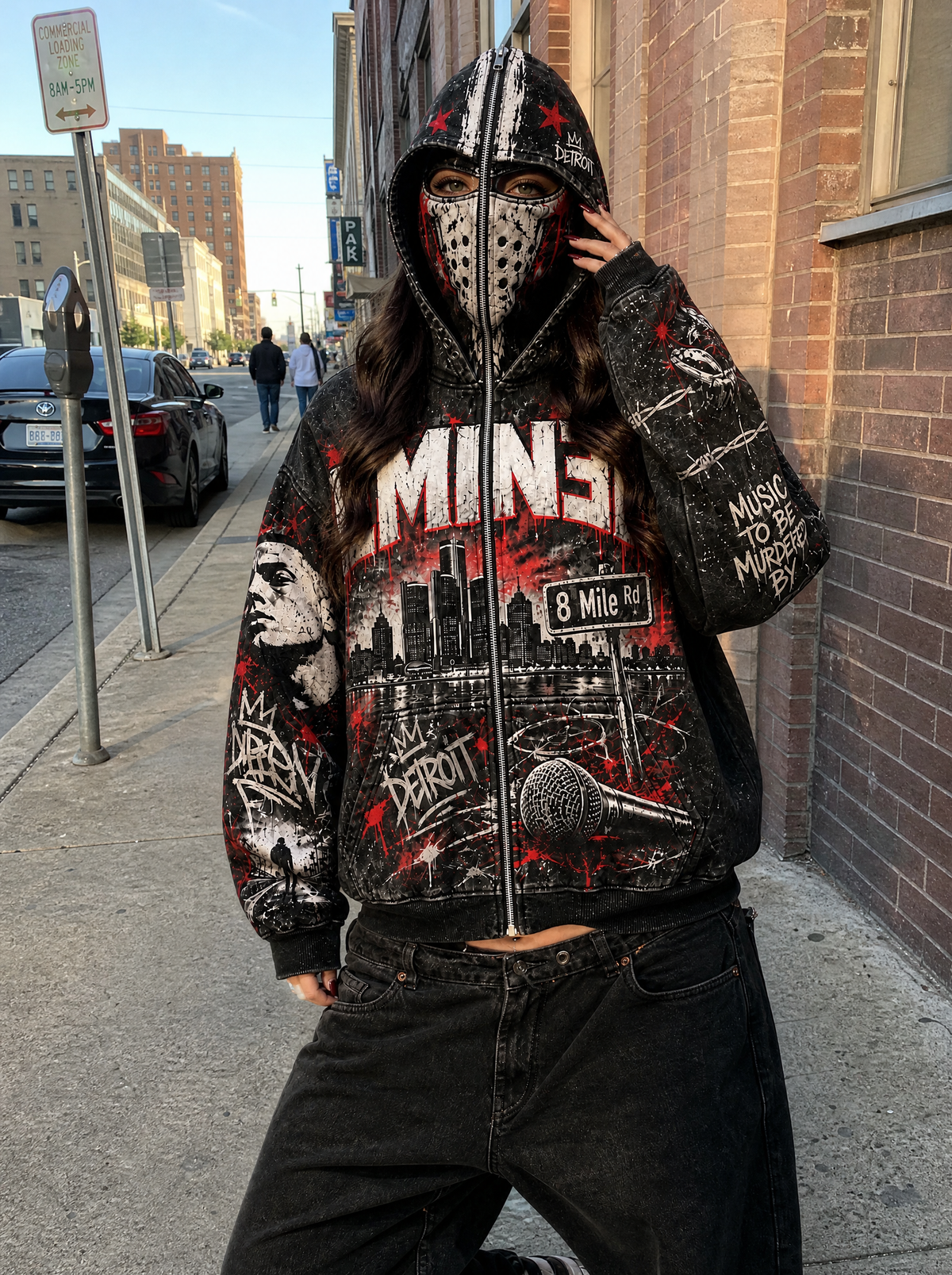 The Shady Hoodie worn on the street